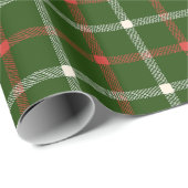 Bauernhaus grün von weißer Hand gezeichnet kariert Geschenkpapier (Rolleneckpunkt)