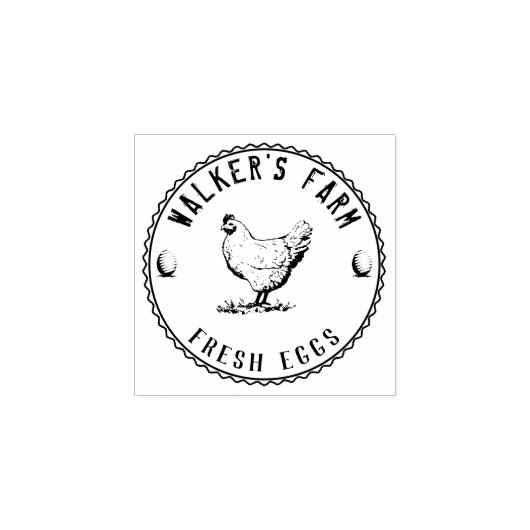 Bauernhaus Hen | Briefmarke Personalisiertes Ei Gummistempel (Prägung)