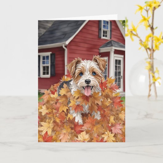 Bauernhaus Hund Wasserfarbe Herbst Karte (Gelbe Blume)