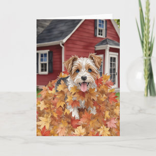 Bauernhaus Hund Wasserfarbe Herbst Karte