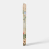 Bauernhaus Hütte Rustikales Blumengestein auf Stal iPhone 15 Hülle (Linke Seite)