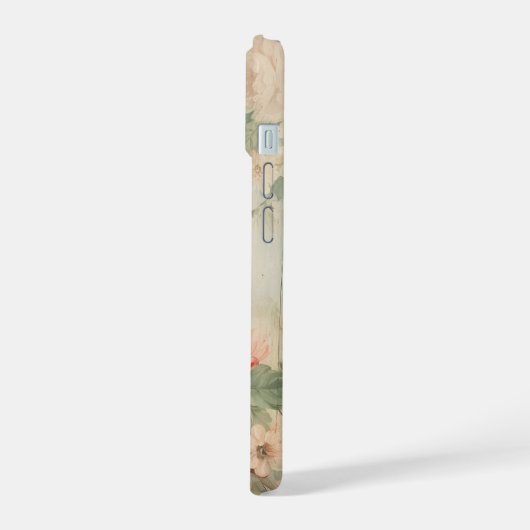 Bauernhaus Hütte Rustikales Blumengestein auf Stal iPhone 15 Hülle (Linke Seite)