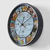 Bauernhaus Imitate Blue Wood Fence 12 Foto Collage Uhr (Winkel)