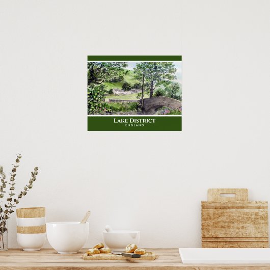 Bauernhaus in der Nähe von Thirlmere Lake District Poster (Küche)