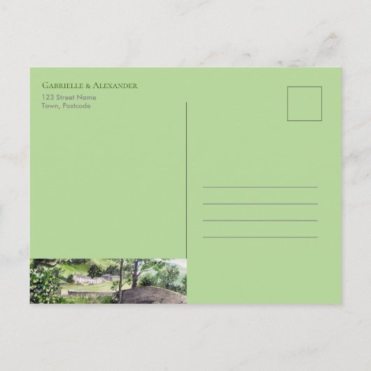 Bauernhaus in der Nähe von Thirlmere Wedding Save Ankündigungspostkarte (Rückseite)