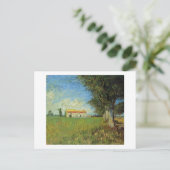 Bauernhaus in einem Weizenfeld, Vincent van Gogh Postkarte (Stehend Vorderseite)