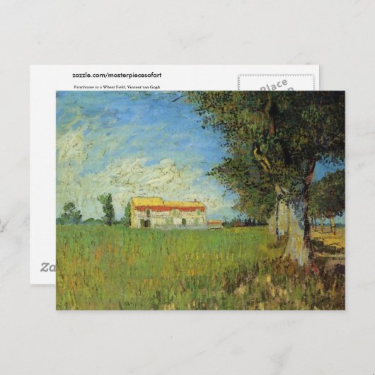 Bauernhaus in einem Weizenfeld, Vincent van Gogh Postkarte (Vorne/Hinten)