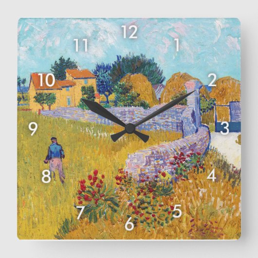 Bauernhaus in Provence, Van Gogh Quadratische Wanduhr (Vorderseite)