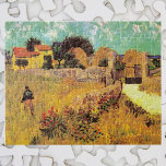 Bauernhaus in Provence von Vincent van Gogh Puzzle<br><div class="desc">Das Bauernhaus in der Provence von Vincent van Gogh ist ein Vintages Post-Impressionismus mit architektonischen Malereien, die eine Landschaft mit einem Bauer in den Wiesen und einem Tor zu einem Bauernhof im Süden Frankreichs zeigen. Über den Künstler: Vincent Willem van Gogh war ein postimpressionistischer Maler, dessen Werk durch seine raue...</div>