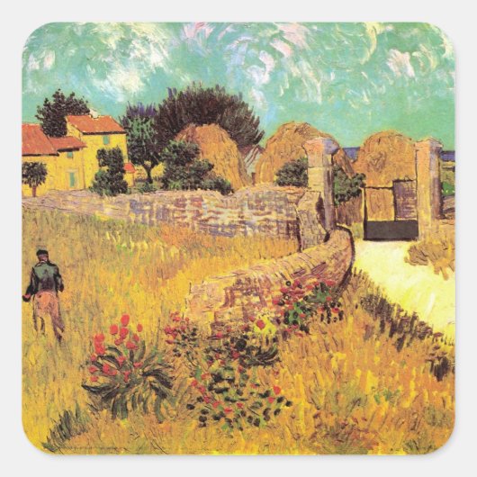 Bauernhaus in Provence von Vincent van Gogh Quadratischer Aufkleber (Vorderseite)