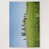 Bauernhaus in Toskana mit Zypressen und Weizen Puzzle (Vertikal)