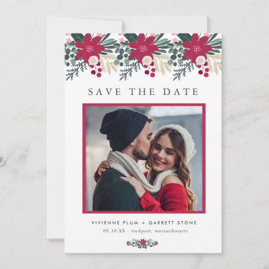 Bauernhaus Karierte Hochzeit Rote Flora Save the D Date (Vorderseite)