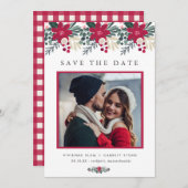 Bauernhaus Karierte Hochzeit Rote Flora Save the D Save The Date (Vorne/Hinten)