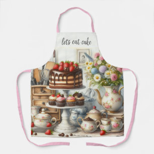 Bauernhaus Küche mit All-over-Kuchen Print Schürze