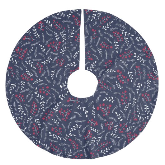 Bauernhaus Land Marine blaue Blattmuster niedlich Polyester Weihnachtsbaumdecke (Vorderseite)