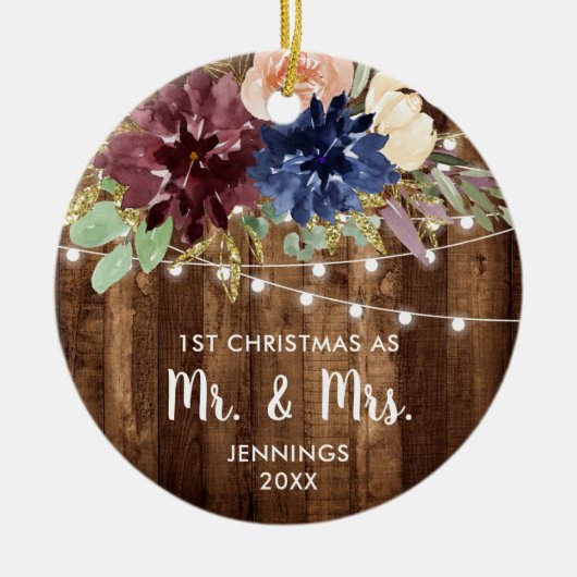 Bauernhaus Leuchten Personalisiert 1. Weihnachtsfe Keramik Ornament (Vorne)