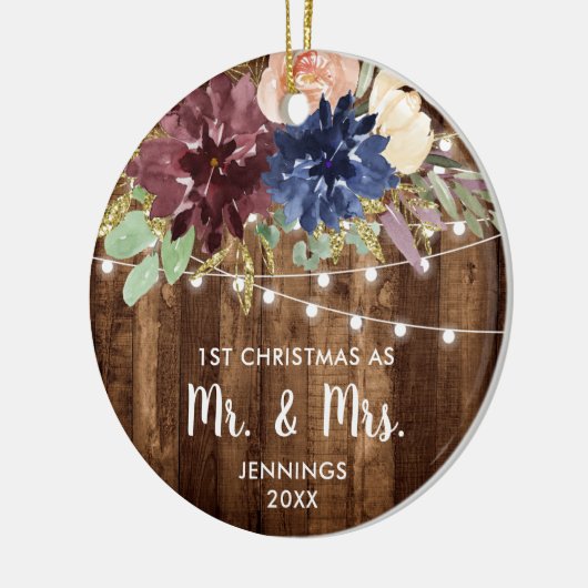 Bauernhaus Leuchten Personalisiert 1. Weihnachtsfe Keramik Ornament (Links)