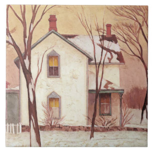 Bauernhaus Malerei von kanadischem Künstler A J Ca Fliese