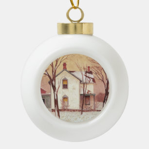 Bauernhaus Malerei von kanadischem Künstler A J Ca Keramik Kugel-Ornament