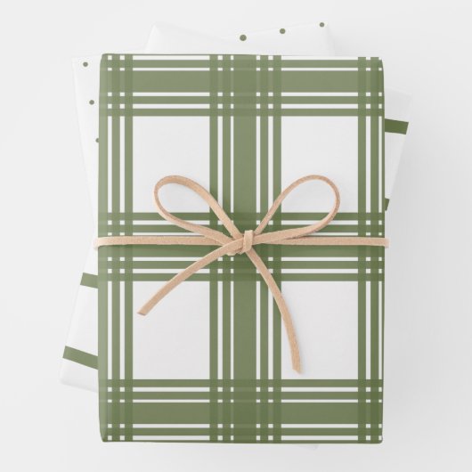 Bauernhaus Moderne weiche grüne Weihnachtszeit Geschenkpapier Set (Beispiel)
