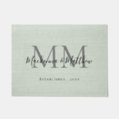 Bauernhaus Monogram Personalisiert Burlap Sage Gre Fußmatte (Vorderseite)