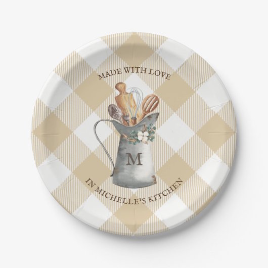 Bauernhaus-Monogramm-Name Pappteller (Vorderseite)