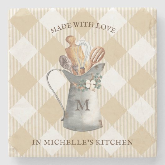 Bauernhaus-Monogramm-Name Steinuntersetzer (Vorderseite)