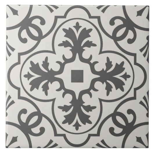 Bauernhaus Muster - grau und cremefarben Fliese (Vorderseite)