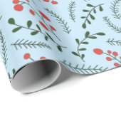 Bauernhaus Pastellblauen grünen Blattmuster Geschenkpapier (Rolleneckpunkt)