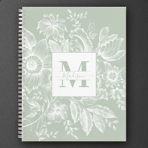 Bauernhaus Peony Monogram Navy Französisch Light G Notizblock