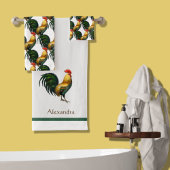 Bauernhaus Personalisiert farbenfrohe Rooster Badhandtuch Set