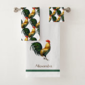 Bauernhaus Personalisiert farbenfrohe Rooster Badhandtuch Set (Insitu)