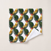 Bauernhaus Personalisiert farbenfrohe Rooster Badhandtuch Set (Waschlappen)