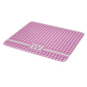 Bauernhaus Pink und White Gingham Kariert Monogram Schneidebrett (Ecke)