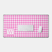 Bauernhaus Pink und White Gingham Kariert Monogram Schreibtischunterlage (Tastatur & Maus)