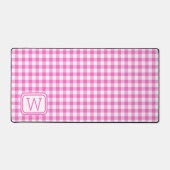 Bauernhaus Pink und White Gingham Kariert Monogram Schreibtischunterlage (Vorderseite)