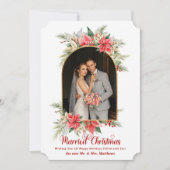 Bauernhaus Poinsettia Arched Wedgraphy Feiertagskarte (Vorderseite)