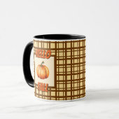 Bauernhaus Pumpkin Fall Kariert rustikalen Stil Tasse (Vorderseite Links)