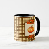 Bauernhaus Pumpkin Fall Kariert rustikalen Stil Tasse (VorderseiteRechts)