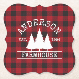 Bauernhaus Red Buffalo Kariert Familienname Untersetzer