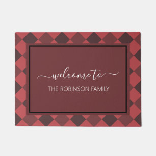 Bauernhaus Red Buffalo Karierter Personalisierter Fußmatte