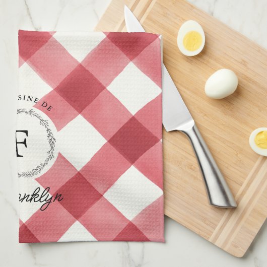 Bauernhaus Red Buffalo Karo Personalisiert Geschirrtuch (Viertel Falte)