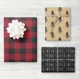 Bauernhaus Red Buffalo Karo Weihnachten Geschenkpapier Set