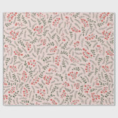 Bauernhaus Rosa dunkelgrünes Blattmuster Geschenkpapier (Flach)