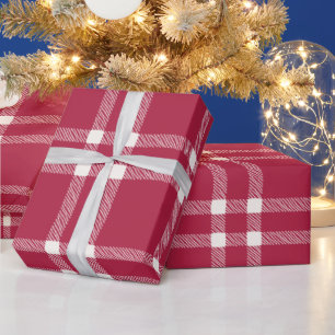 Bauernhaus rot von weißer Hand gezeichnet kariert Geschenkpapier