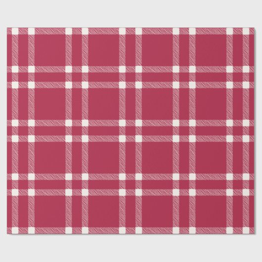 Bauernhaus rot von weißer Hand gezeichnet kariert Geschenkpapier (Flach)