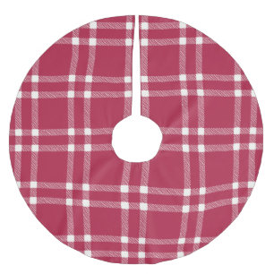 Bauernhaus rot von weißer Hand gezeichnet kariert  Polyester Weihnachtsbaumdecke