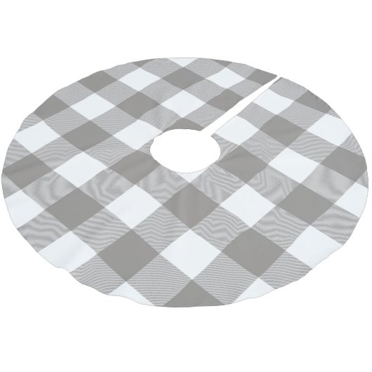 Bauernhaus Rustic Grau & White Buffalo Karierter P Polyester Weihnachtsbaumdecke (Schrägansicht)