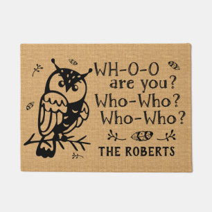 Bauernhaus-rustikale Leinwand-Eule die lustiger Fußmatte