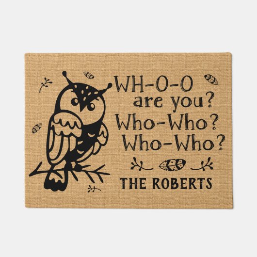 Bauernhaus-rustikale Leinwand-Eule die lustiger Fußmatte (Vorderseite)